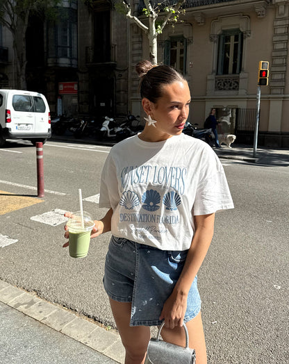 SUNSET SHELL OVERSIZED TEE CRÈME