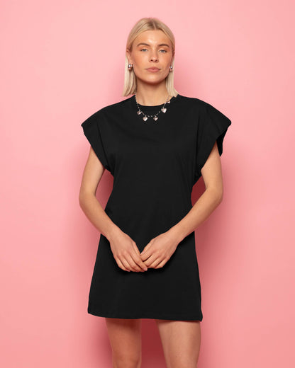 PADDED TEE DRESS ZWART
