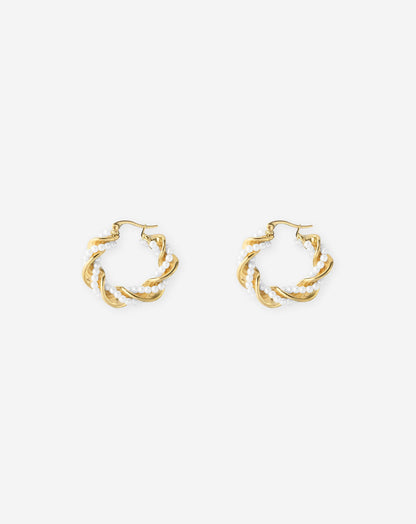 TWISTED PEARL HOOP EARRINGS