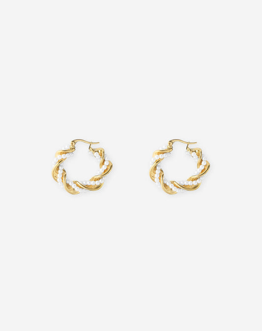 TWISTED PEARL HOOP EARRINGS