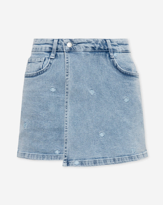 SHELL DENIM SKORT BLAUW