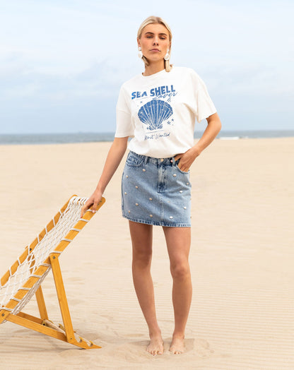SEASHELL LOVER OVERSIZED TEE CRÈME