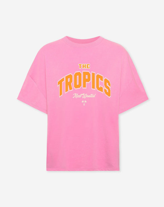 THE TROPICS OVERSIZED TEE ROZE