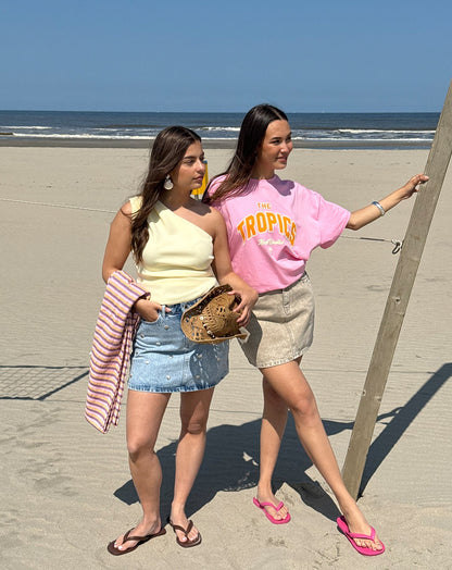 THE TROPICS OVERSIZED TEE ROZE