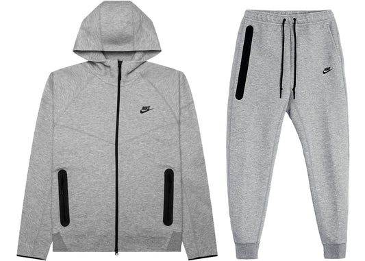 Nike Sportswear Tech Fleece-Set aus Hoodie und Jogginghose mit durchgehendem Reißverschluss, Dunkelgrau/Schwarz | 1 + 1 gratis
