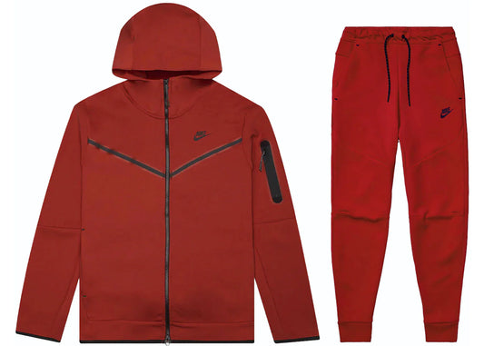 Nike Sportswear Tech Fleece-Set mit durchgehendem Reißverschluss und Jogginghose, Gym-Rot/Schwarz | 1 + 1 gratis