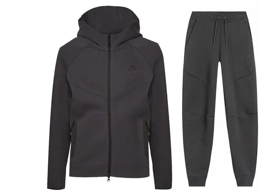 Nike Sportswear Tech Fleece Windrunner Set aus Hoodie und Jogginghose mit durchgehendem Reißverschluss Anthrazit/Schwarz | 1 + 1 gratis
