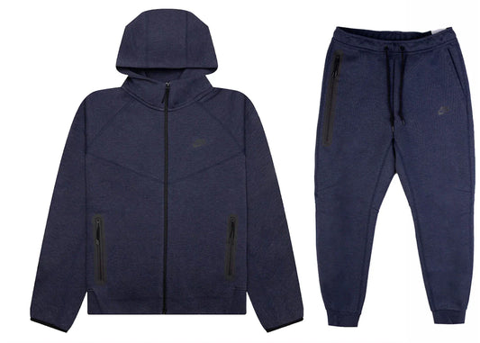 Nike Sportswear Tech Fleece Windrunner Set aus Hoodie und Jogginghose mit durchgehendem Reißverschluss Obsidian Heather/Schwarz 1 + 1 gratis