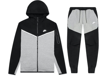 Nike Sportswear Tech Fleece-Set mit durchgehendem Reißverschluss und Jogginghose Schwarz/Dunkelgrau Heather/Weiß | 1 + 1 gratis