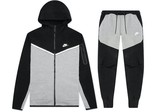 Nike Sportswear Tech Fleece-Set mit durchgehendem Reißverschluss und Jogginghose Schwarz/Dunkelgrau Heather/Weiß | 1 + 1 gratis