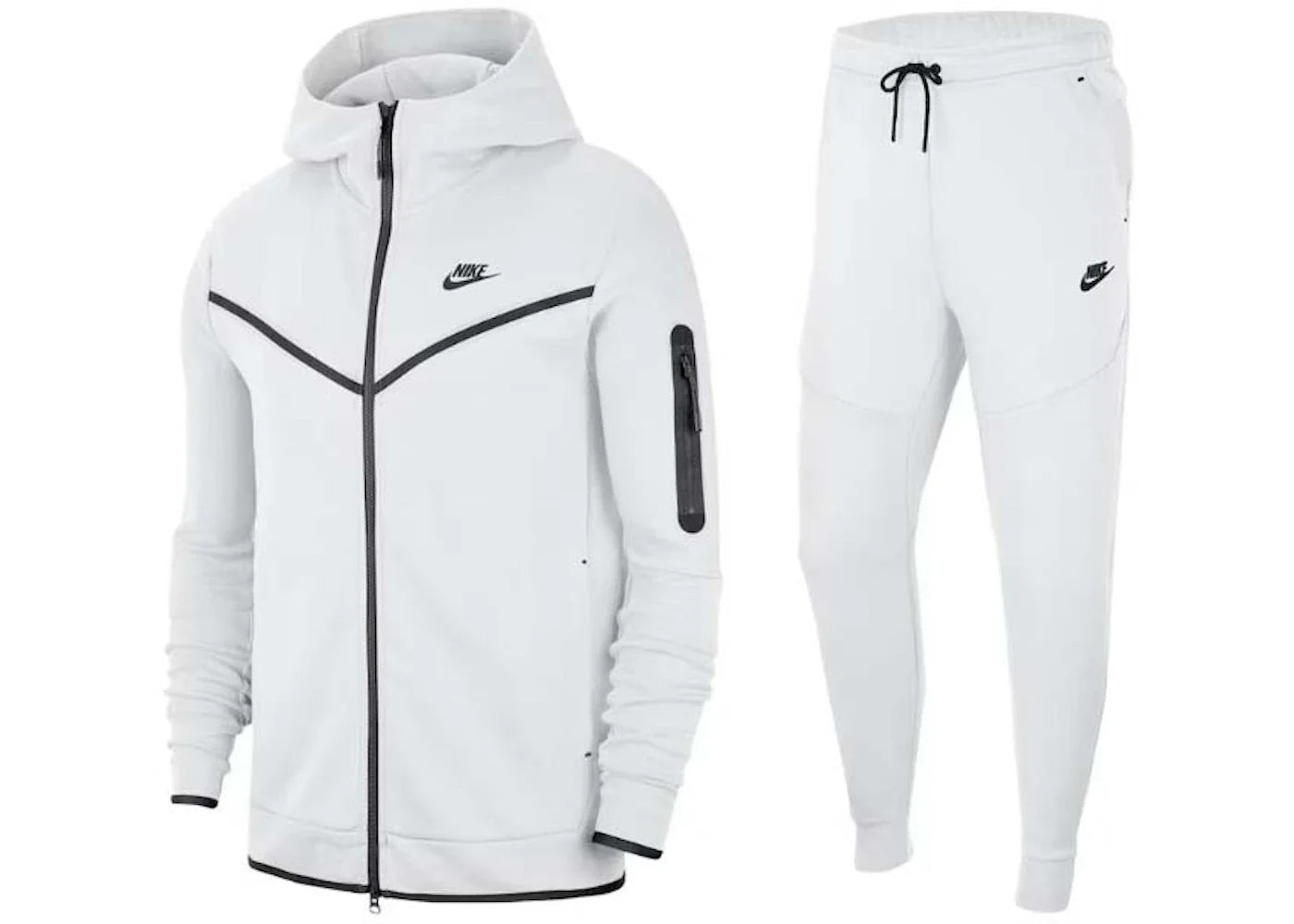 Nike Sportswear Tech Fleece-Set aus Hoodie und Jogginghose, Weiß/Schwarz | 1 + 1 gratis