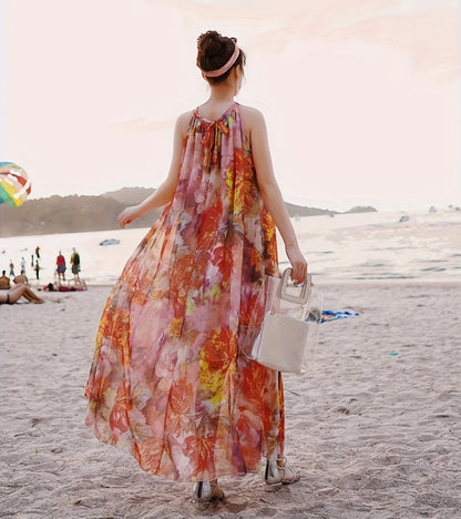 Noor | Bohemian Maxi Jurk met Bloemenprint voor Zomerse Stranddagen
