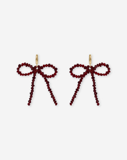 BOW BEADS EARRINGS BORDEAUX