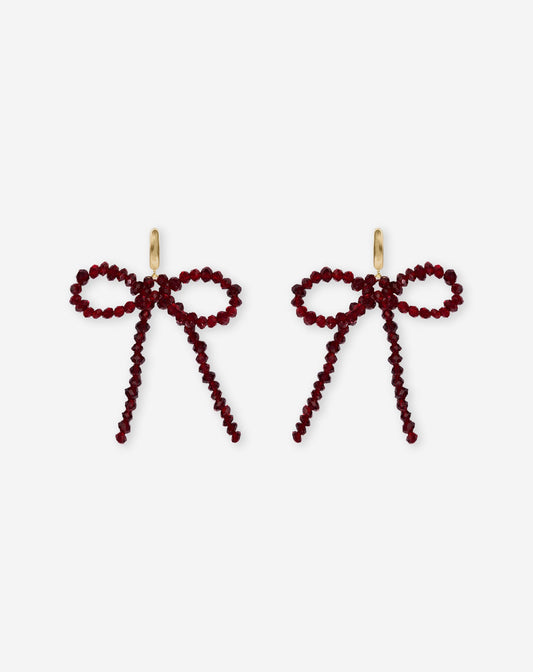 BOW BEADS EARRINGS BORDEAUX