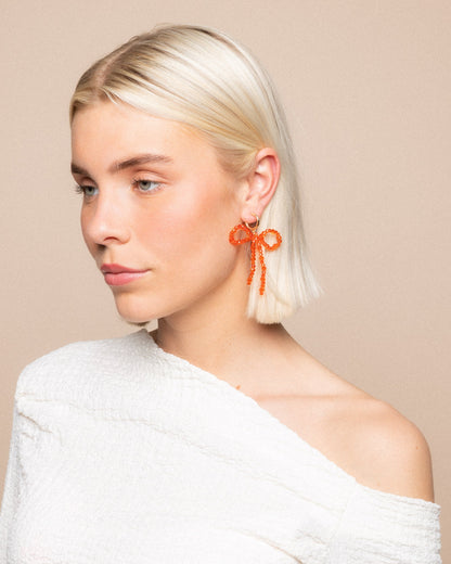 BOW BEADS EARRINGS ORANJE