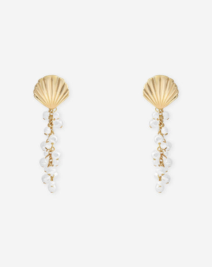 SEASHELL PEARL DROP EARRINGS