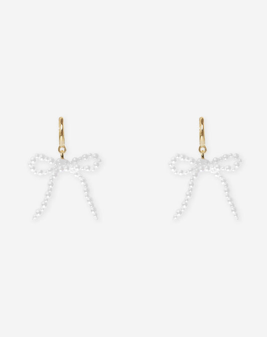 BOW BEADS PEARLS  EARRINGS