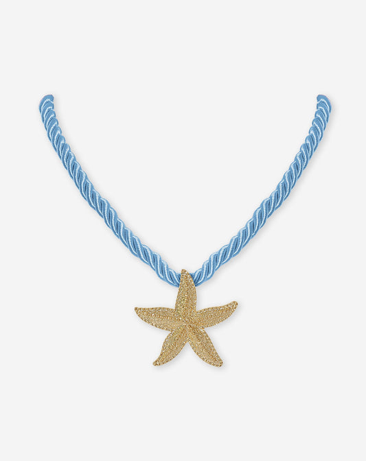 STARFISH CORD NECKLACE LICHTBLAUW