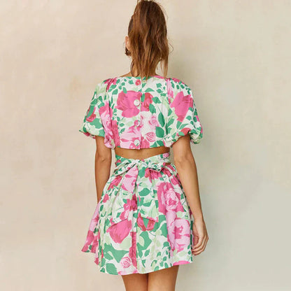 Sylvia | V-Hals Bloemenprint Mini Jurk