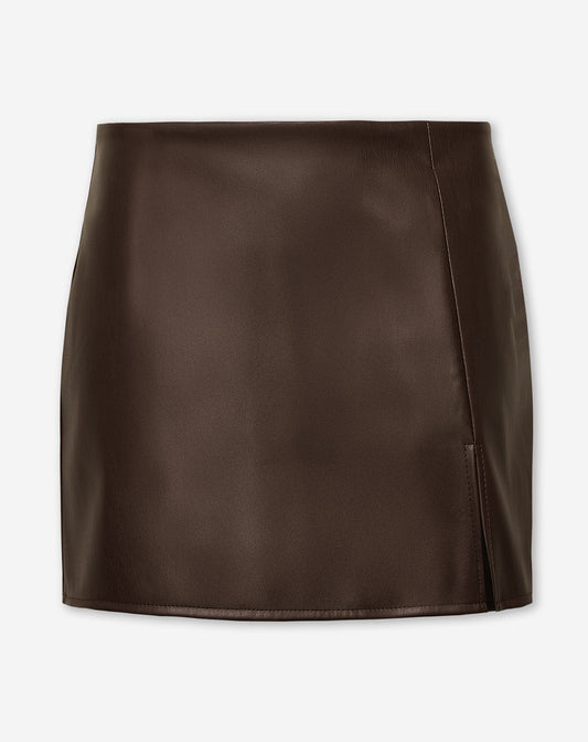 LINA FAUX LEATHER SKORT BRUIN