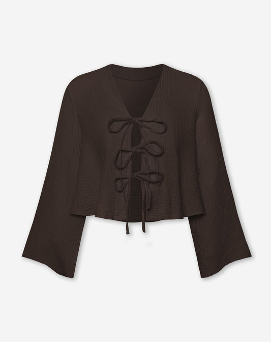 TARA MOUSSELINE TOP BRUIN