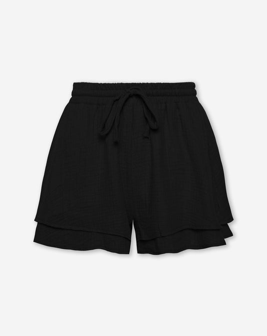 TARA MOUSSELINE SHORTS ZWART