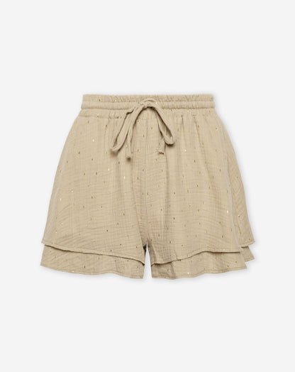 TARA MOUSSELINE FOIL SHORTS TAUPE