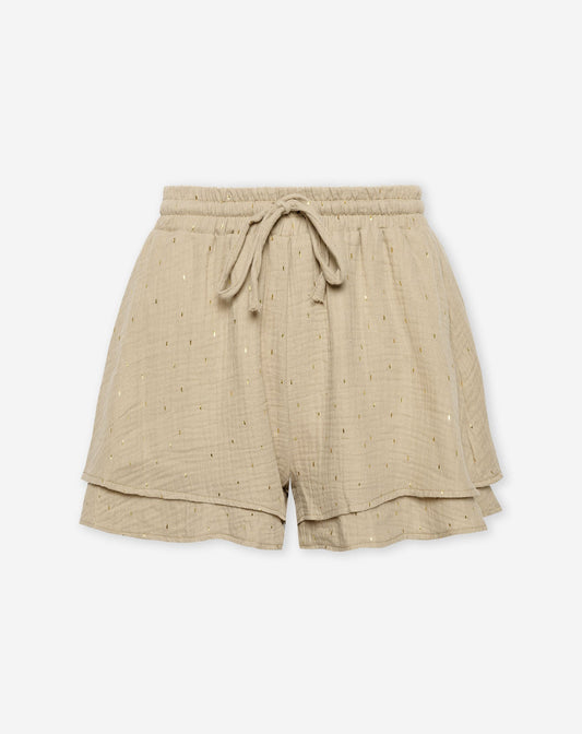 TARA MOUSSELINE FOIL SHORTS TAUPE