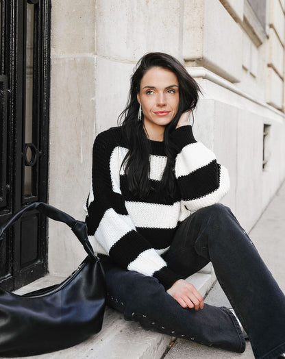 BOXY STRIPE KNIT ZWART